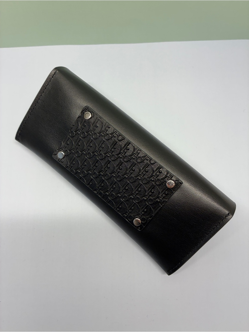Dior Black Embossed Leather Sunglasses Sleeve - Picture 2 of 4